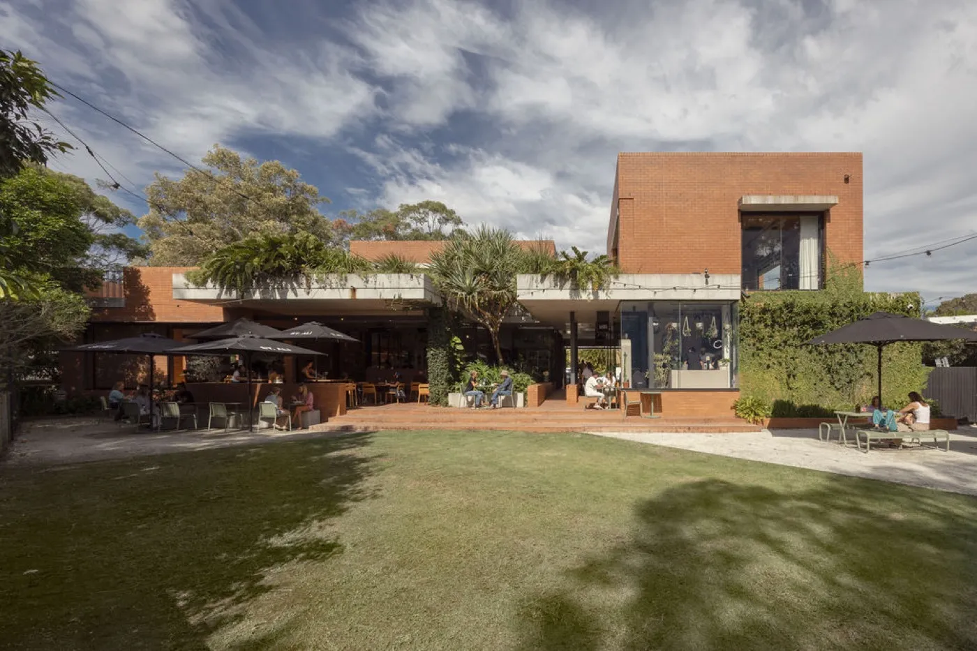 The grassed courtyard at Cornerstone Stores, opposite Currumbin, Tugun